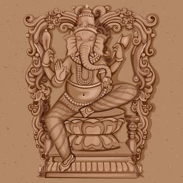 Vintage Statue of Indian Lord Ganesha Sculpture — Stock Vector