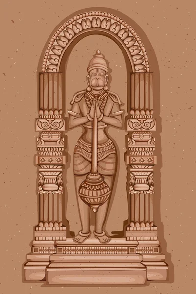 Vintage indiai Úr Hanuman szobor szobor — Stock Vector