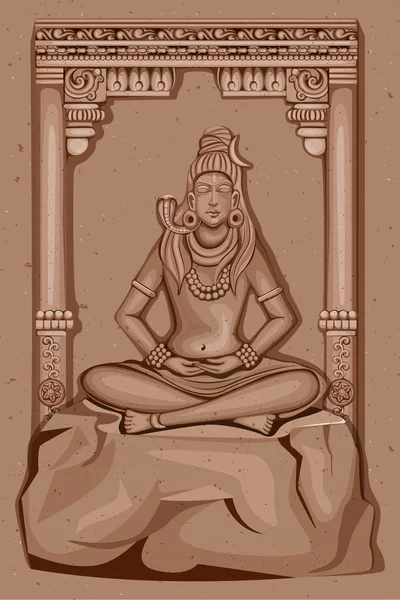 Estatua Vintage del Señor indio Shiva Escultura — Vector de stock