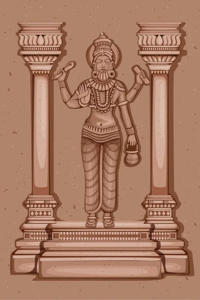 Statue vintage de Dieu indien Vishwakarma Sculpture — Image vectorielle
