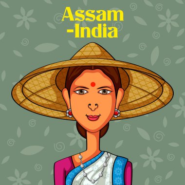 Assam, Hindistan'geleneksel kostüm Assamese kadın
