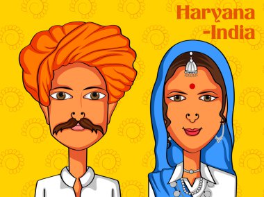 Haryanvi çift Haryana, Hindistan'ın geleneksel kostüm