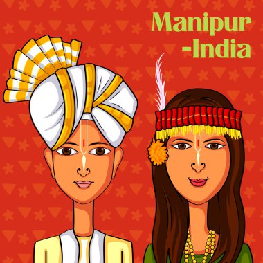 Manipuri çift Manipur, Hindistan'ın geleneksel kostüm