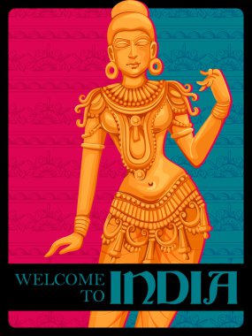 Vintage Poster Statue of Indian female Sculpture clipart