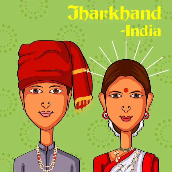 Jharkhandi paar in traditionele klederdracht van Jharkhand, India — Stockvector