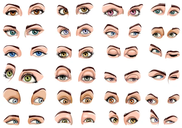 Kadın gözleri farklı ifadeler gösterilen — Stok Vektör