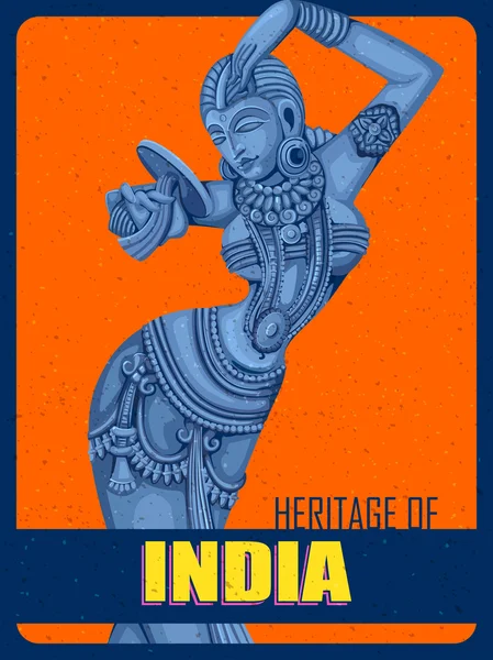 Affiche Vintage Statue de sculpture féminine indienne — Image vectorielle