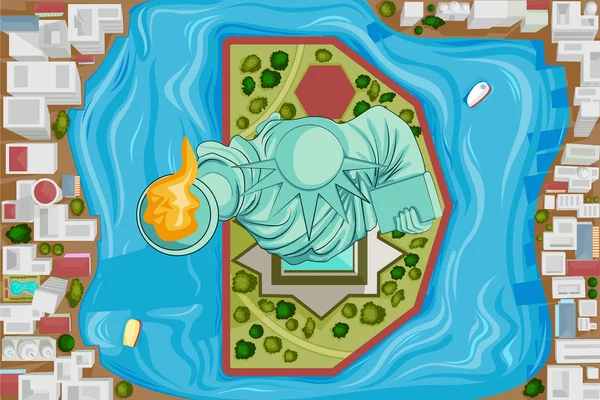 Birds eye view Statue of Liberty — Stockvector