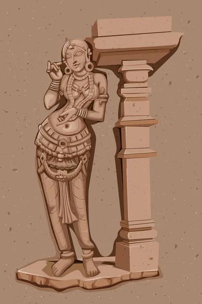 Vintage indiai női szobor szobor — Stock Vector