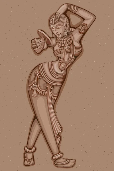 Estatua Vintage de la escultura femenina india — Vector de stock