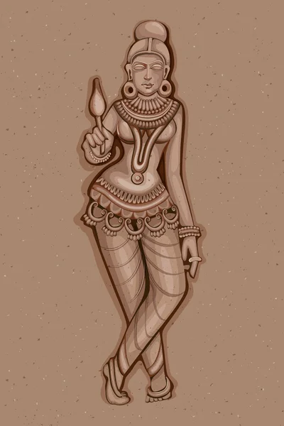 Estatua Vintage de la escultura femenina india — Vector de stock