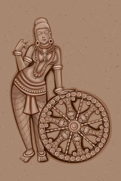 Estatua Vintage de la escultura femenina india — Vector de stock