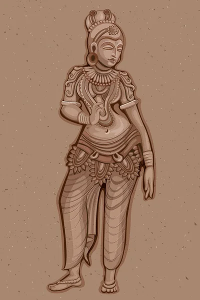 Estatua Vintage de la escultura femenina india — Vector de stock