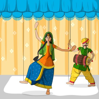 Rajasthani Bhangra halk dans Punjab, Hindistan'ın kukla