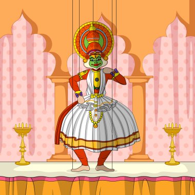 Rajasthani Kathakali klasik dans Kerala, Hindistan'ın kukla