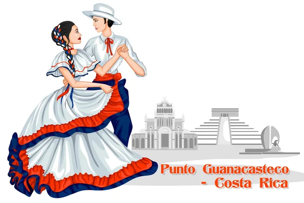 Pareja realizando Punto Guanacasteco de Costa Rica — Vector de stock