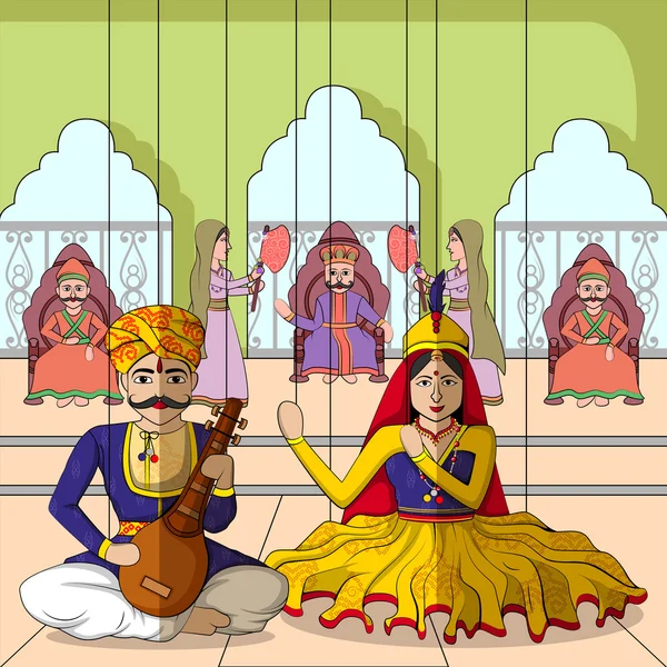 Rajasthani marionett i indisk konst stil — Stock vektor