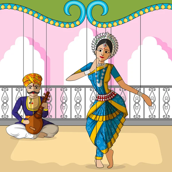 Μαριονέτα Rajasthani κάνει Odissi κλασσικό χορό Odisha, Ινδία — Διανυσματικό Αρχείο