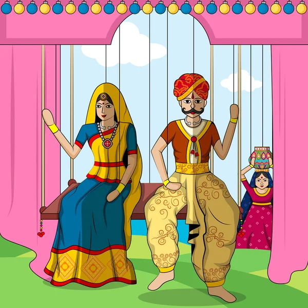 Rajasthani marionett i indisk konst stil — Stock vektor