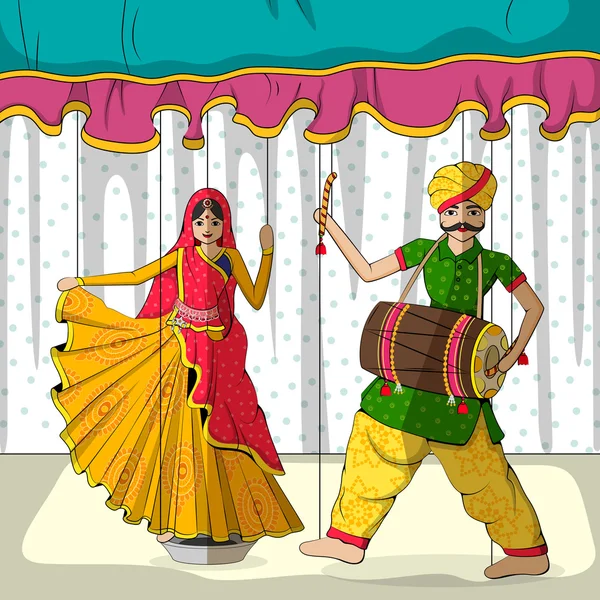 Rajasthani Títere en estilo de arte indio — Vector de stock