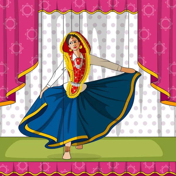 Rajasthani Puppet haciendo la danza folclórica Phag de Haryana, India — Vector de stock