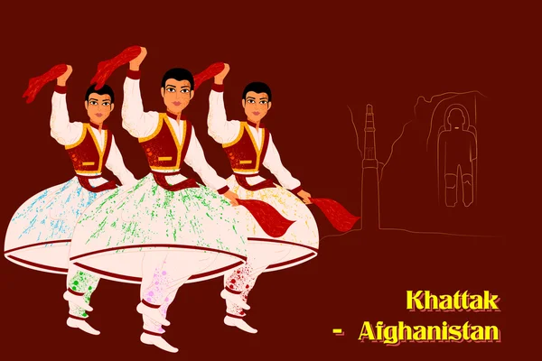 Personnes exécutant Khattak danse de l'Afghanistan — Image vectorielle