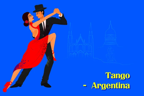 Couple exécutant la danse Tango de l'Argentine — Image vectorielle