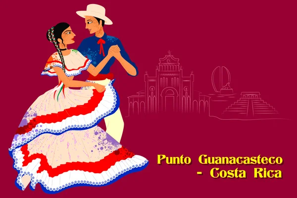 对夫妇表演的哥斯达黎加 Punto Guanacasteco — 图库矢量图片