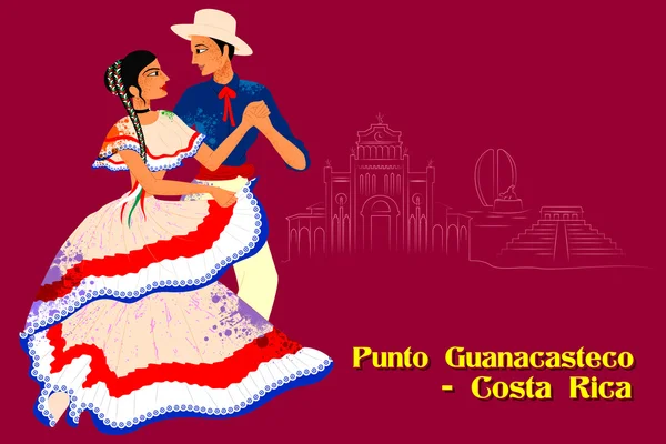 Pareja realizando Punto Guanacasteco de Costa Rica — Vector de stock