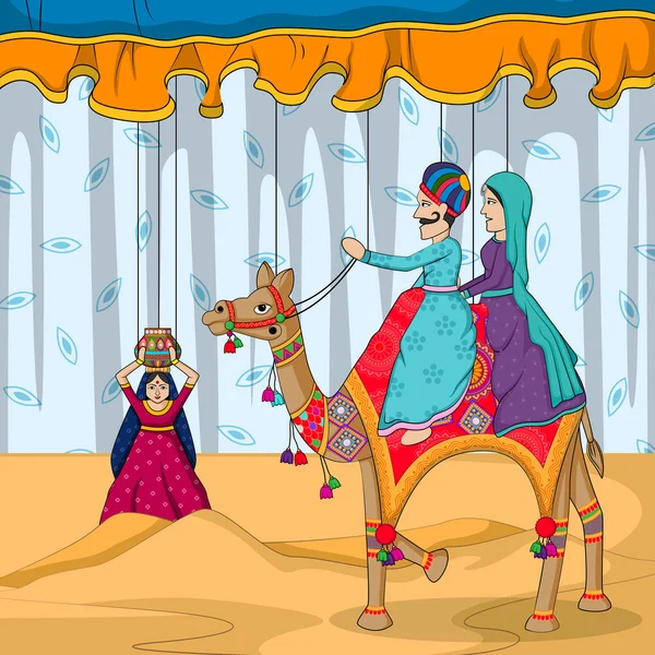 Rajasthani Puppet w stylu Indian sztuki — Wektor stockowy