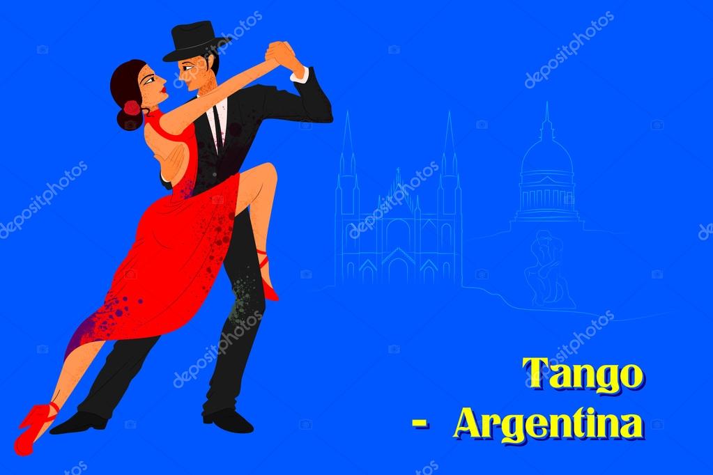 Couple performing Tango dance of Argentina — Stock Vector