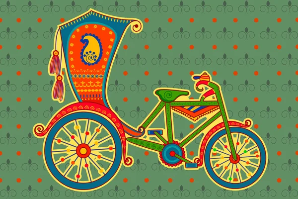 Cycle rickshaw in Indian art style — Stock Vector