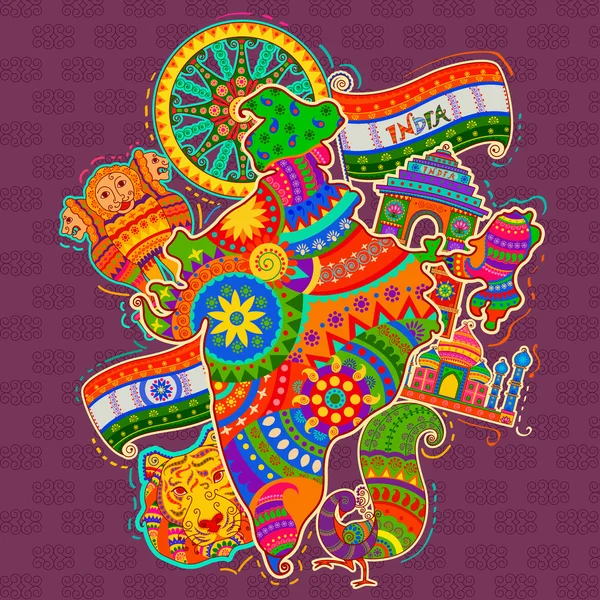 Emlékmű és a kultúra India indiai art stílusban — Stock Vector