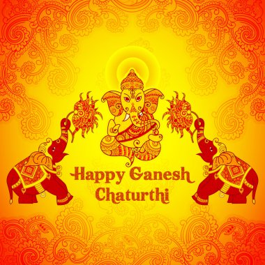 Mutlu Ganesh Chaturthi arka planda Hint sanat tarzı