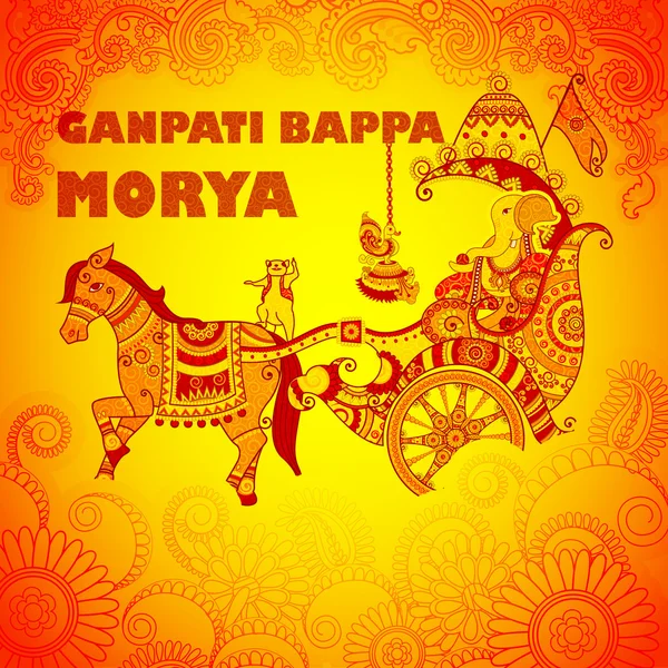 Szczęśliwy tło Ganesh Chaturthi w stylu Indian sztuki — Wektor stockowy