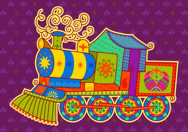 Ferrocarril indio en estilo de arte floral — Vector de stock