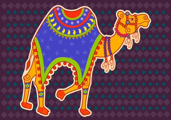 Decorated Camel in Indian art style — Stock Vector