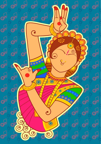 Bailarina en estilo de arte indio — Vector de stock