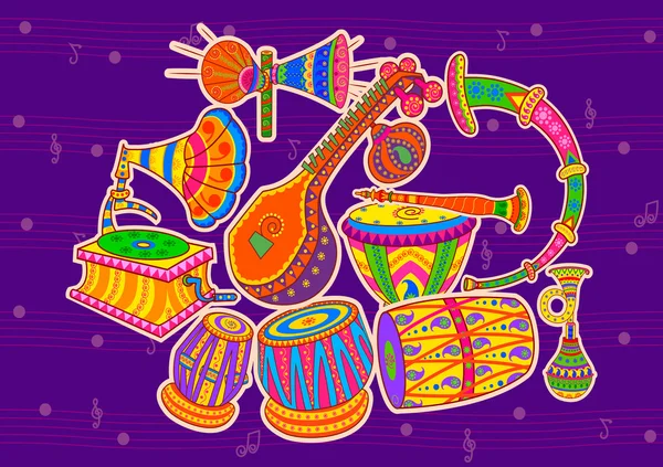 Konst och musik i Indien — Stock vektor