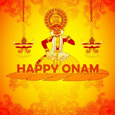 Mutlu Onam arka planda Hint sanat tarzı