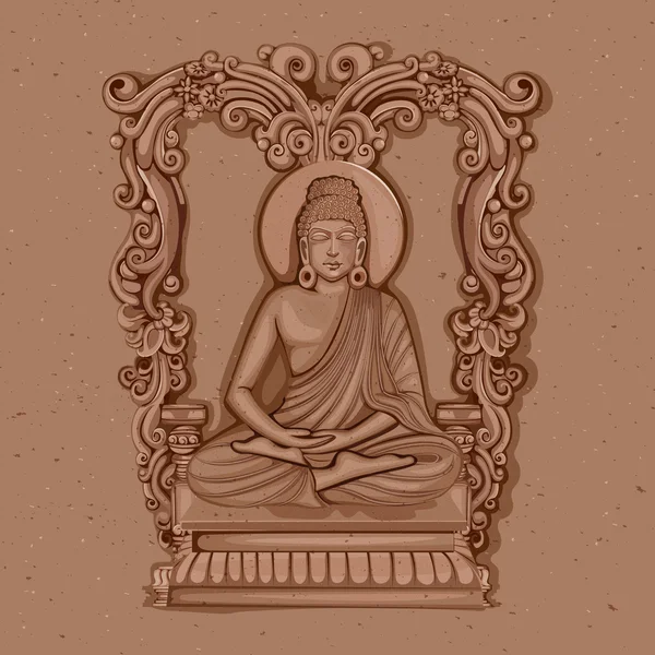 Vintage Statue of Indian Lord Buddha Sculpture — Stock Vector