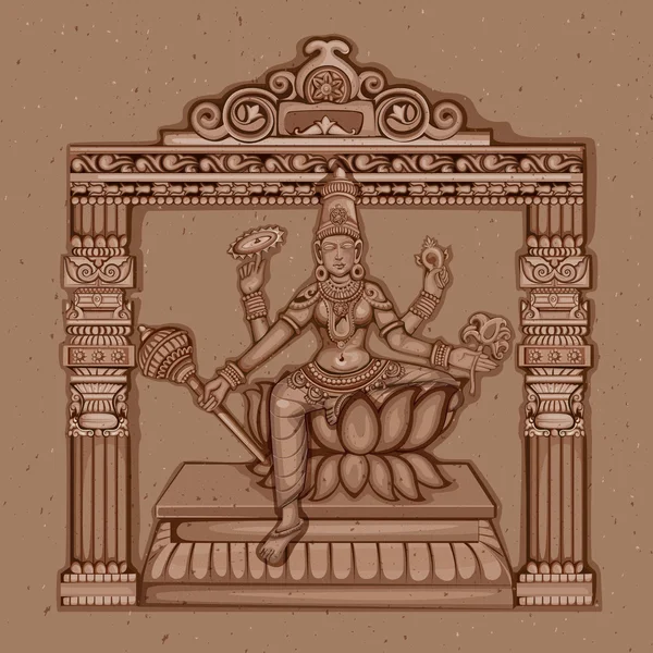 Estatua Vintage de la diosa india Siddhidatri Escultura — Vector de stock