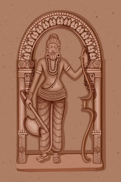 Vintage Hint Lord Parashurama heykel heykeli — Stok Vektör