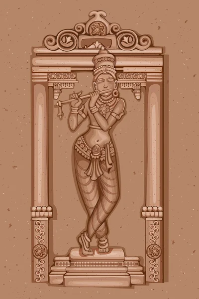 Estatua Vintage de la escultura india del Señor Krishna — Vector de stock