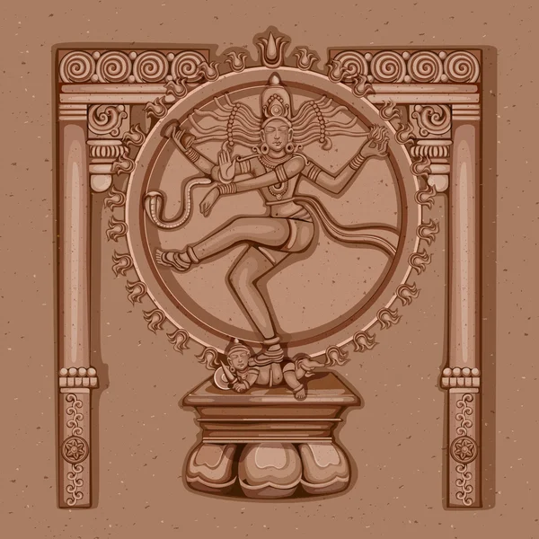 Vintage άγαλμα της Ινδίας Λόρδος Shiva Nataraja γλυπτικής — Διανυσματικό Αρχείο