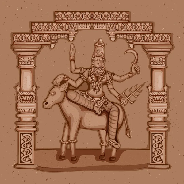 Estatua Vintage de la diosa india Kaal Ratri Escultura — Vector de stock