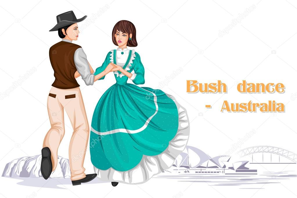 Australian Couple performing Bush dance of Australia