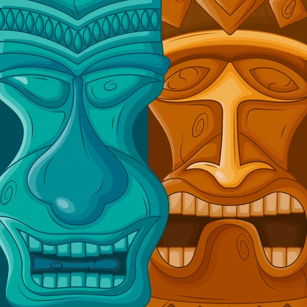 Masque tribal hawaïen Tiki — Image vectorielle