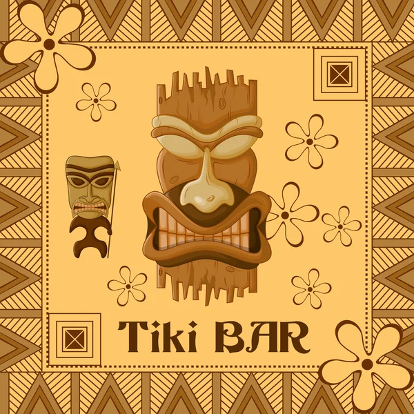 Плакат Тики-бара с племенной маской — стоковый вектор
