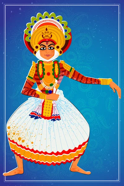 Man utför Kutiyattam klassisk dans i Kerala, Indien — Stock vektor